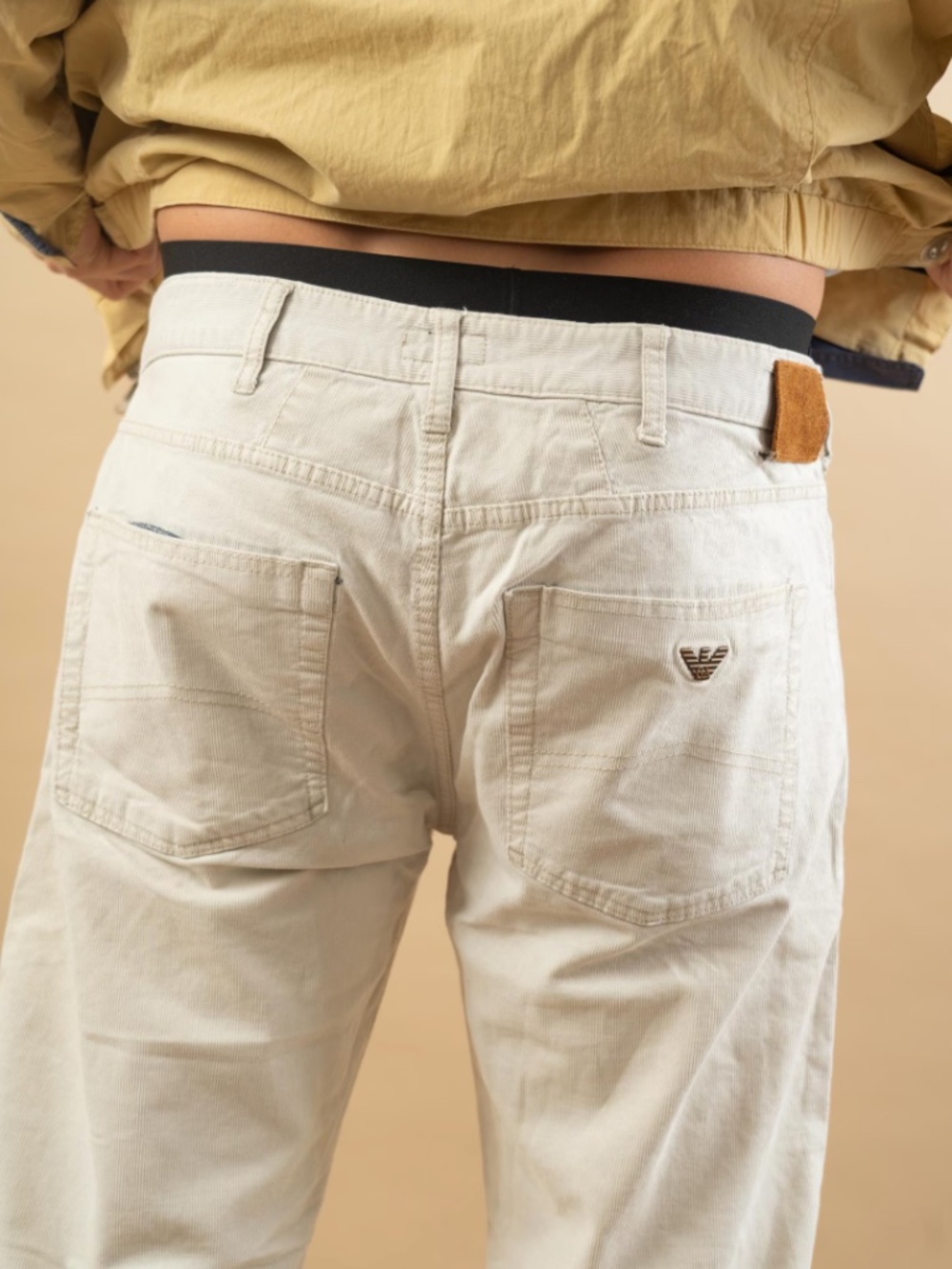 Vintage Armani Jeans off white cream pants size 34 straight leg Italy GA eagle